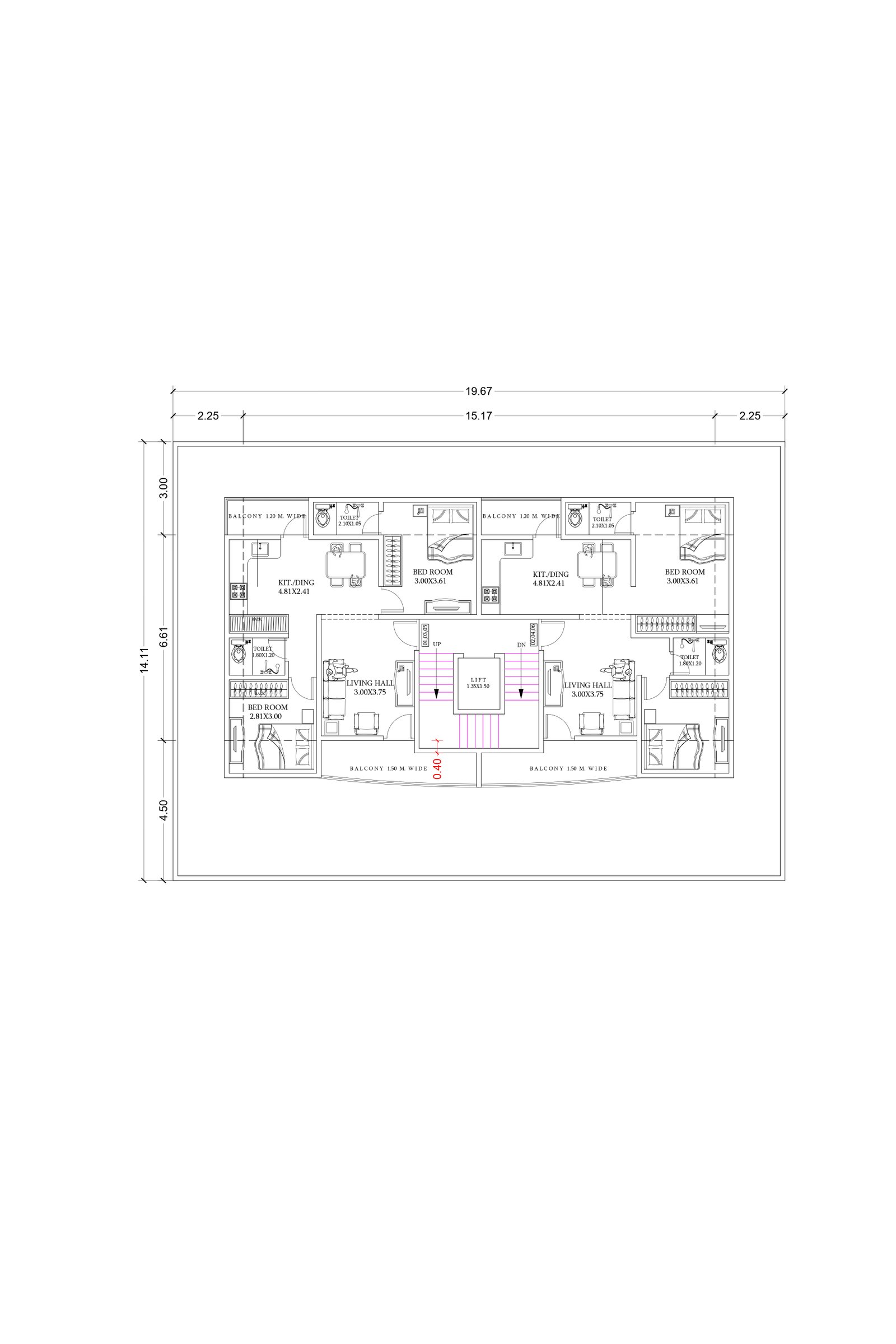 25x50 plan for 4 bhk house